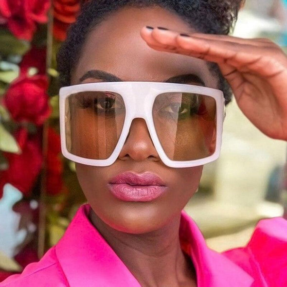 One Piece Shield Square Sunglasses For Women Vintage Oversized Black Pink Sun Glasses Female Luxury Brand Gradient Oculos UV400