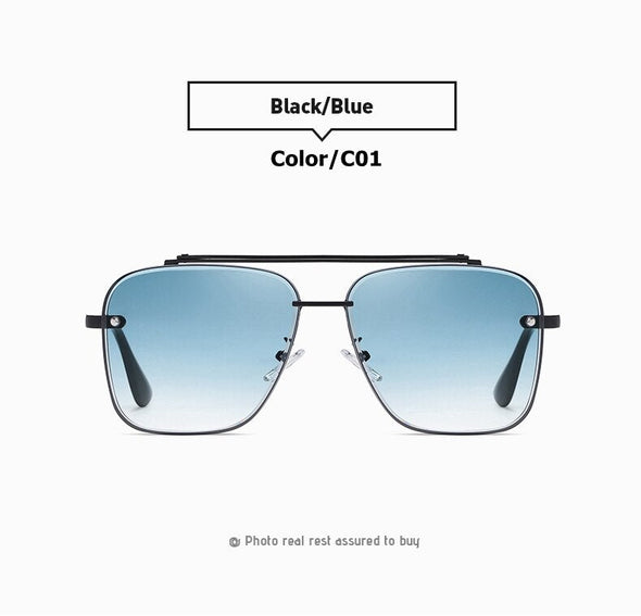 Classic Punk Sunglasses Women Fashion Square UV400 Gradient Lens Men Vintage Brand Design Metal Frame Glasses