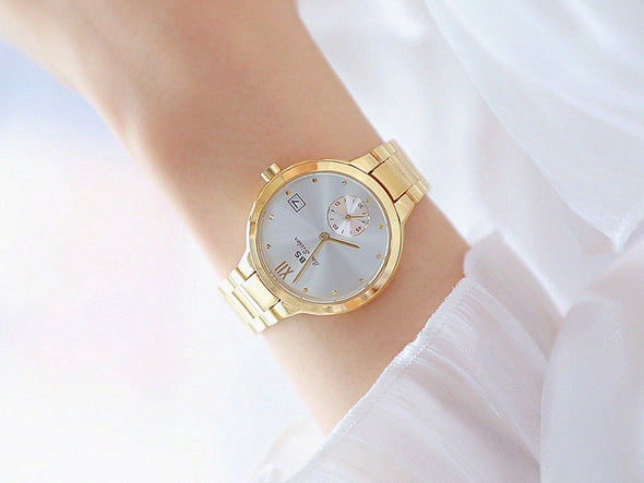 2022 Famous Brand Unique Stainless Steel Waterproof Gold Wrist Watches (with a ins Bracelet as gift)