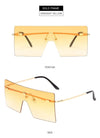 Oversized Square Flat Top Sunglasses Women Men Fashion Luxury Rimless Eyewear Large Brown Shades Oculos UV400