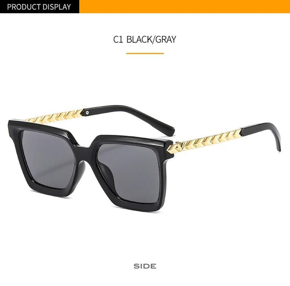 New Fashion Cat Eye Sunglasses Women Men Leopard Black Gradient Lens Metal Luxury Frame Brand Designer Square Sunglasses