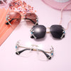 Vintage Rimless Rhinestone Sunglasses Women Men Retro Cutting Lens Gradient Sun Glasses Female UV400