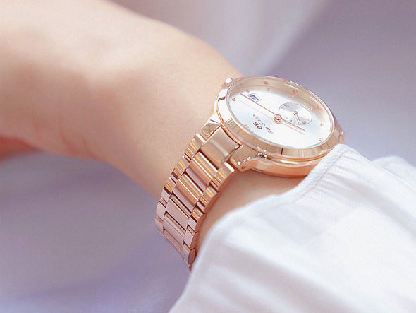 2022 Famous Brand Unique Stainless Steel Waterproof Gold Wrist Watches (with a ins Bracelet as gift)