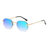 Blue MIRROR Frameless Gold Metal Ladies Sunglasses Men Rimless Brown Sun Glasses For Women Fashion Shades Cutting Eyeglass