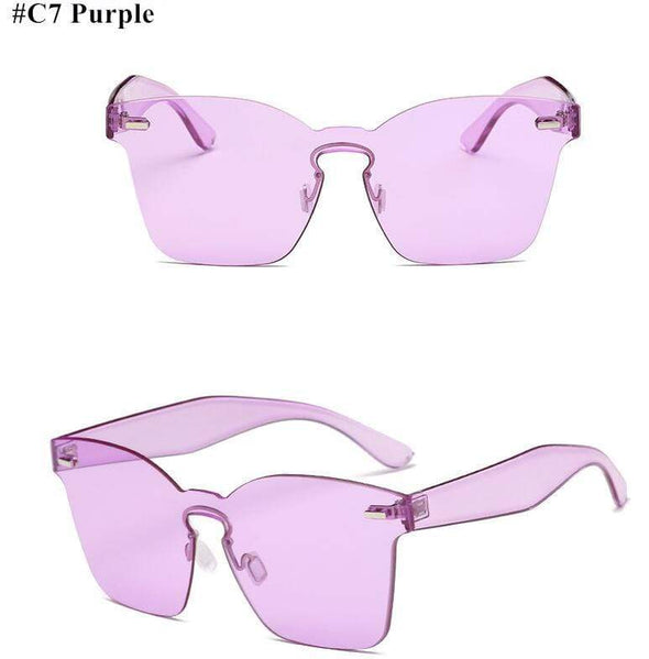 Candy Color Cat Eye Sunglasses Women Clear Lens Big Frame Shades Acetate Eyewear Ladies One Piece  Sexy Sun Glasses Female