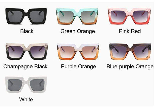 Vintage Oversized Square Sunglasses Women Brand Designer Luxury Retro Black Frame Sun Glasses Female UV400 Shades