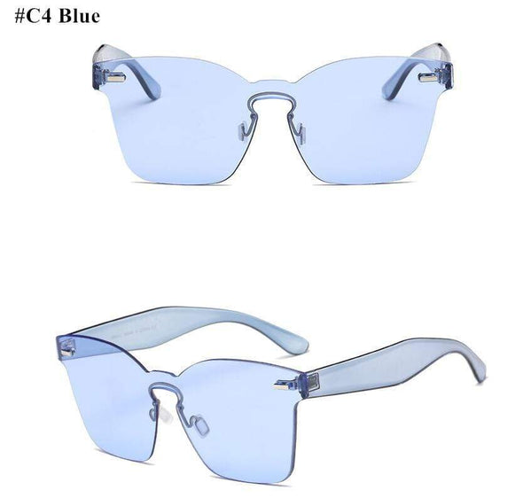 Candy Color Cat Eye Sunglasses Women Clear Lens Big Frame Shades Acetate Eyewear Ladies One Piece  Sexy Sun Glasses Female