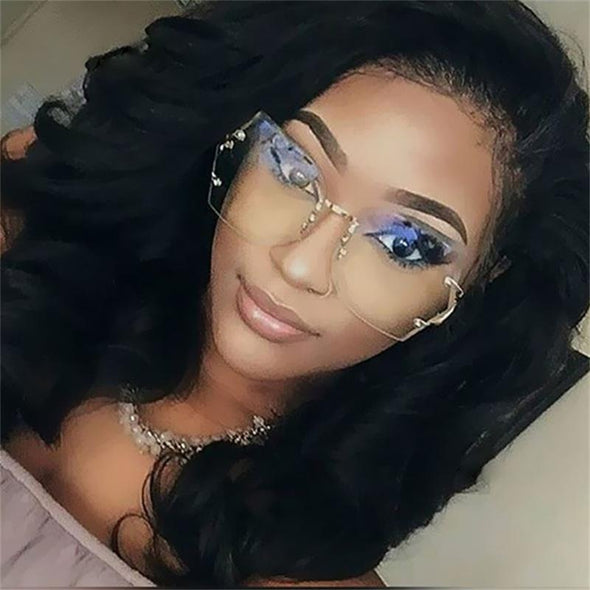 New Rimless Clear Sunglasses Butterfly Oversized Metal Glasses Vintage Designer Brand Luxury Women Celebrity Big Sunglasses