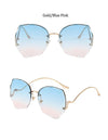 Oversized Brown Rimless Sunglasses Women Trendy Round Gradient Shades Glasses  Summer Female Sunglasses Oculos