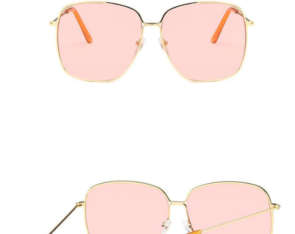 Fashion Metal Women Sunglasses Mirror Classic Large frame Retro Street Beat Glasses Travel Oculos De Sol UV400