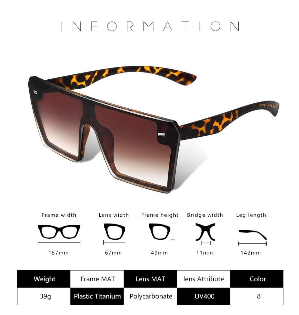 Classic Oversized Square Sunglasses Women New Fashion Black Leopard Su –  Jollynova