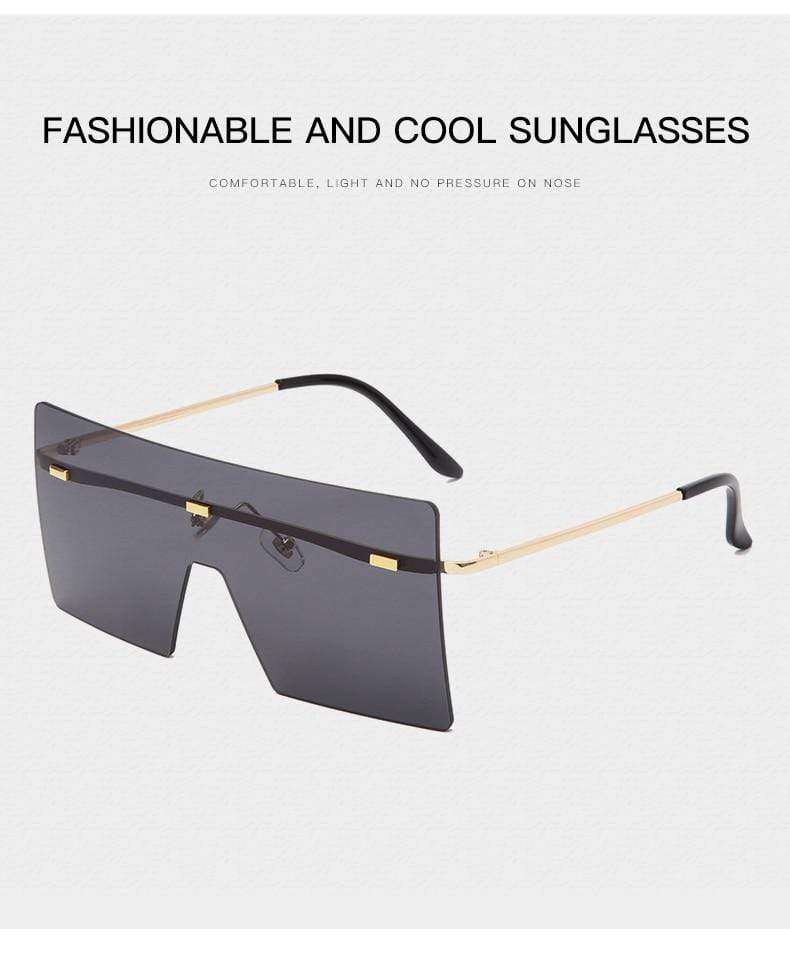 Sunglasses Men Women Square Frame Oversized Flat Lens Luxury 