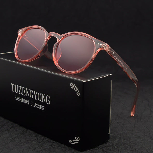 New Ultralight TR90 Polarized Sunglasses Men Women Driving Round Pink Shades Vintage Sun Glasses