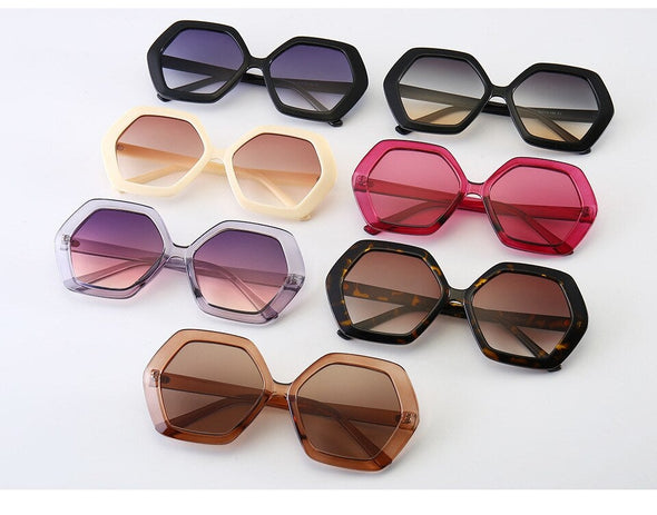 Fashion Retro Sunglasses Ladies Hexagon Big Frame Sunglasses Famous Designer Brand Glasses  Latest Sunglasses Hot UV400