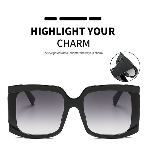 Classic Oversized Square Sunglasses Women New Fashion Black Leopard Sun Glasses Female Gradient Vintage Big Shades
