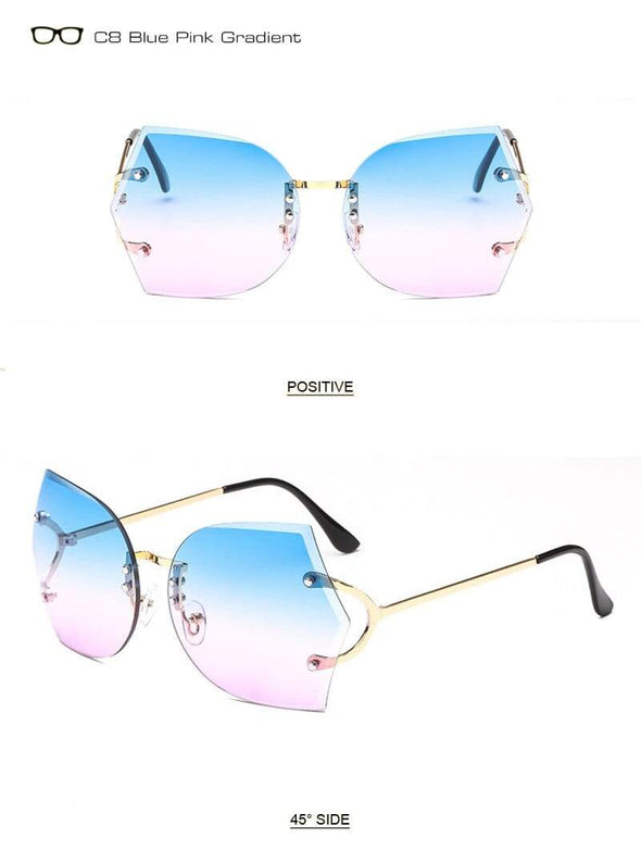 Fashion Women Rimless Sunglasses Gradient Glasses UV400