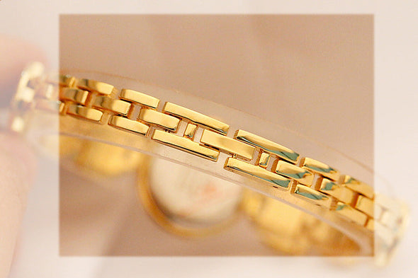 Quartz Gold Fashion Wrist Watches Diamond Stainless Steel Wtach (with a ins Bracelet as gift)