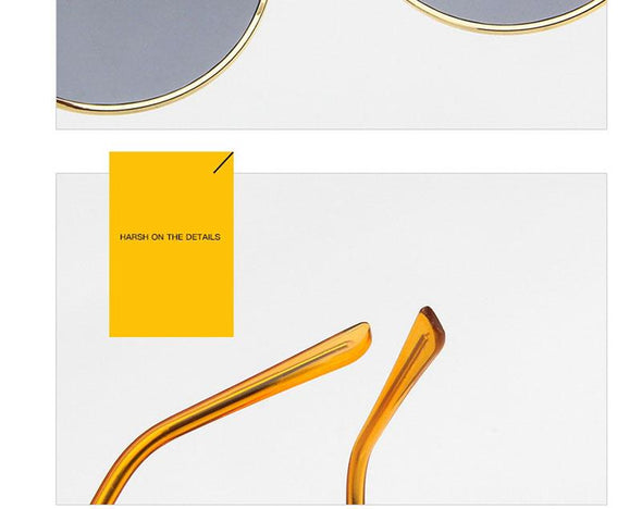 Fashion Metal Women Sunglasses Mirror Classic Large frame Retro Street Beat Glasses Travel Oculos De Sol UV400