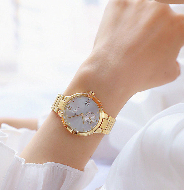 2022 Famous Brand Unique Stainless Steel Waterproof Gold Wrist Watches (with a ins Bracelet as gift)