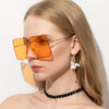 Fashion Square Sunglasses Women Designer  Trend New Alloy Frame Oversize Gradient Shades