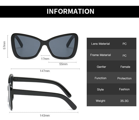 Oversized Cat Eye Sunglasses Women Fashion Vintage Butterfly Shades Brand Designer Sun Glasses UV400 Gafas Eyewear