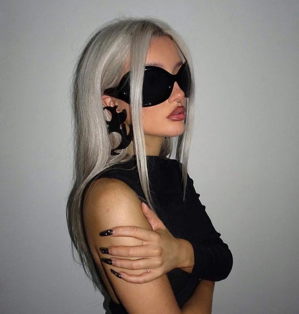 Irregular Hip Hop Oval Oversized Sunglasses For Women Cool Sports Wrap Around Round Sun Glasses Men Y2K Gothic Shades Goggles
