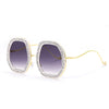 Round Sunglasses Oversize Crystal Frame Eyeglasses Diamond Eyewear UV400 Shades