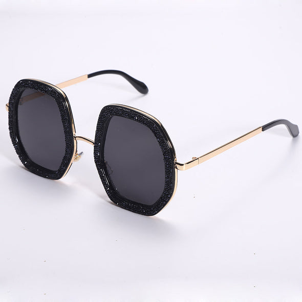 Round Sunglasses Oversize Crystal Frame Eyeglasses Diamond Eyewear UV400 Shades