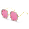 Round Sunglasses Oversize Crystal Frame Eyeglasses Diamond Eyewear UV400 Shades