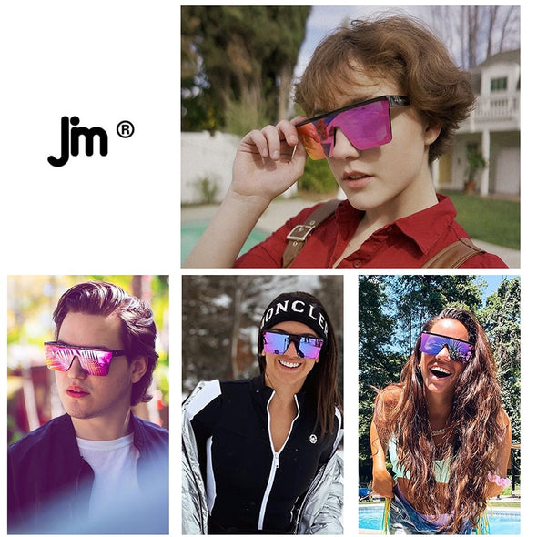 Big Flat Top Shield Sunglasses Women Men Square Mirror Sun Glasses for Women Men UV400 Oversized