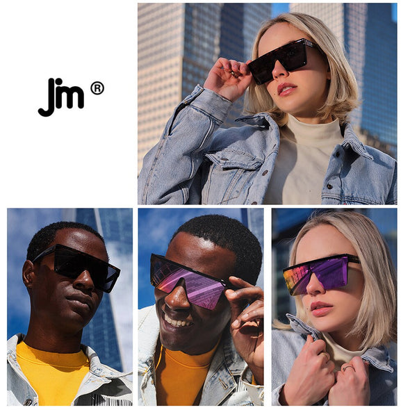 Big Flat Top Shield Sunglasses Women Men Square Mirror Sun Glasses for Women Men UV400 Oversized