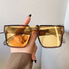 Fashion Oversized Square One-piece Sunglasses Women Retro Mirror Lens Eyewear Shades UV400 Men Punk Sun Glasses