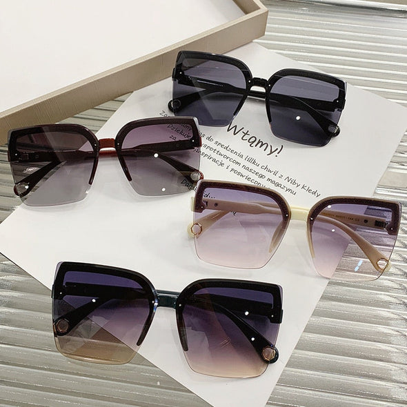 Oversized Sunglasses Man Woman Fashion Rimless Vintage Square Sun Glasses Eyewear Luxury Brand Design