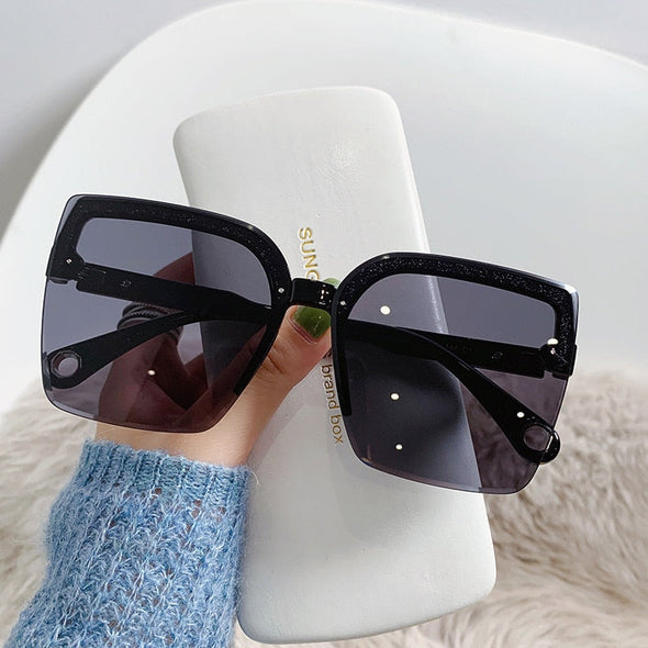 Oversized Sunglasses Man Woman Fashion Rimless Vintage Square Sun Glasses Eyewear Luxury Brand Design