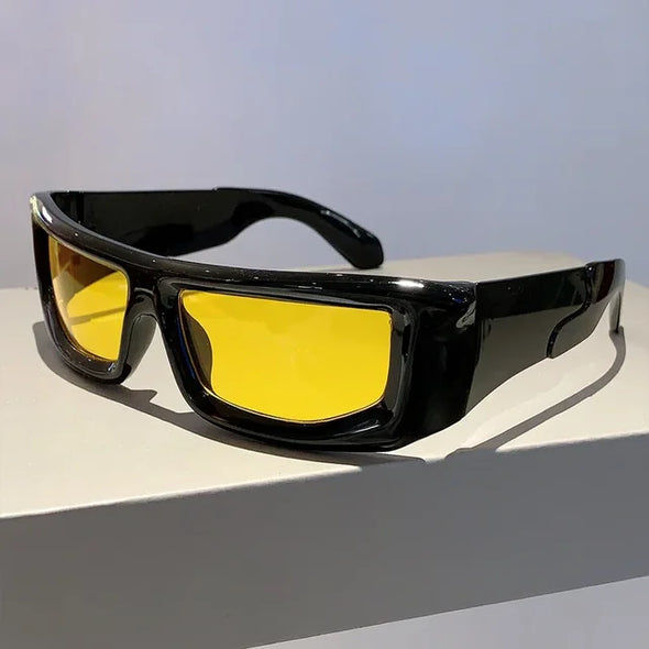 KAMMPT Y2k Wrap Round Men Sunglasses 2023 New Metallic Rim Outdoor Sports Women Shades Trendy Brand Design Vintage UV400 Eyewear