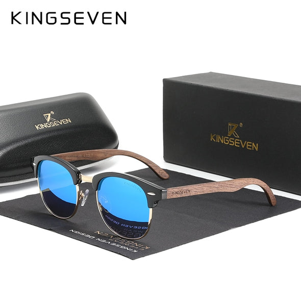 Handmade 2022 Black Walnut Wooden Sunglasses Men Polarized UV400 Protection Semi-Rimless Retro Eyewear Women Oculos