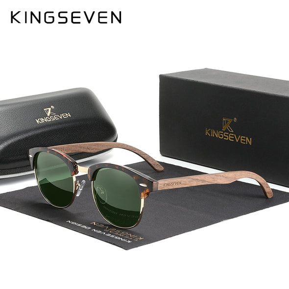 Handmade 2022 Black Walnut Wooden Sunglasses Men Polarized UV400 Protection Semi-Rimless Retro Eyewear Women Oculos