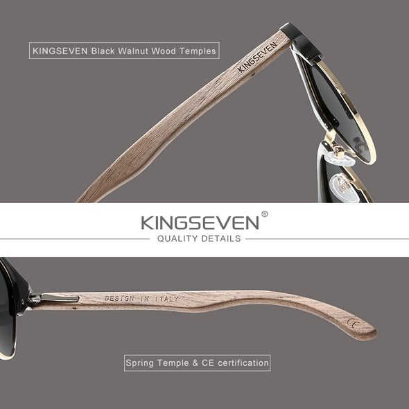 Handmade 2022 Black Walnut Wooden Sunglasses Men Polarized UV400 Protection Semi-Rimless Retro Eyewear Women Oculos
