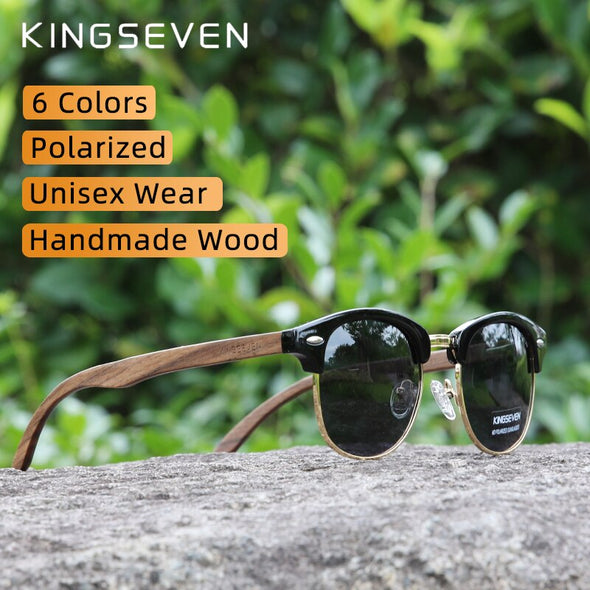 Handmade 2022 Black Walnut Wooden Sunglasses Men Polarized UV400 Protection Semi-Rimless Retro Eyewear Women Oculos