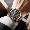 JOLLYNOVA 2023 New Mens Watches Top Brand Luxury Brown Leather Casual Quartz Watch Men Sport Waterproof Clock Watch Relogio Masculino