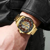 JOLLYNOVA New Men Watch Skeleton Quartz Wristwatch Gold Skeleton Retro Man Watch Top Brand Luxury Clock Mens Watches Reloj Hombre
