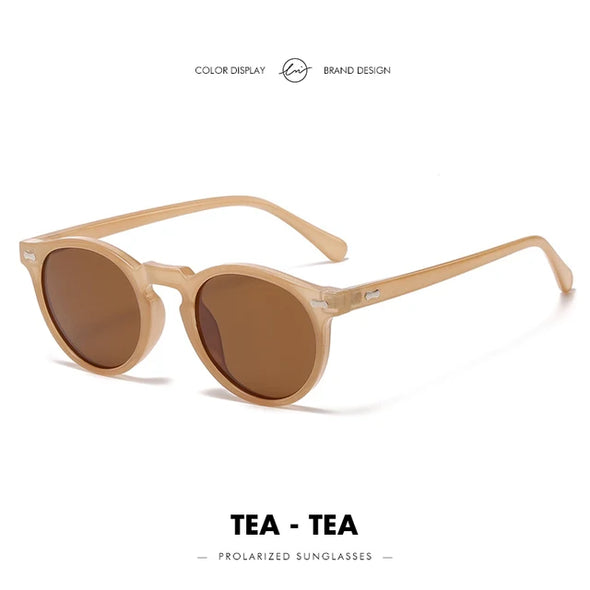 LM Classic Round Polarized Sunglasses Women Men Tea Lens Outdoor Driving Shades Vintage Sun Glasses Unisex UV400 Gafas De Sol