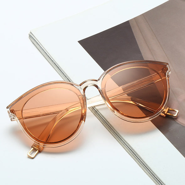 Retro Cat Eye Sunglasses Women Luxury Coating Mirror Round Sun Glasses Female Vintage Eyewear Oversized Men Oculos De Sol