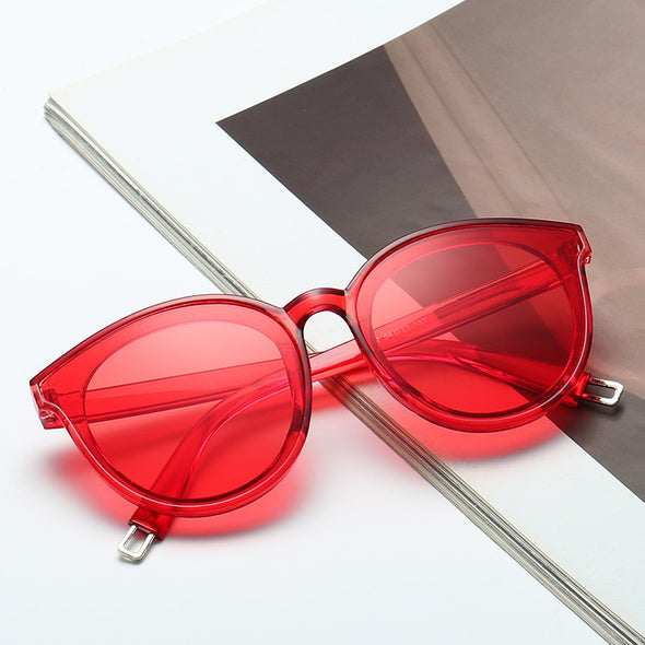 Retro Cat Eye Sunglasses Women Luxury Coating Mirror Round Sun Glasses Female Vintage Eyewear Oversized Men Oculos De Sol