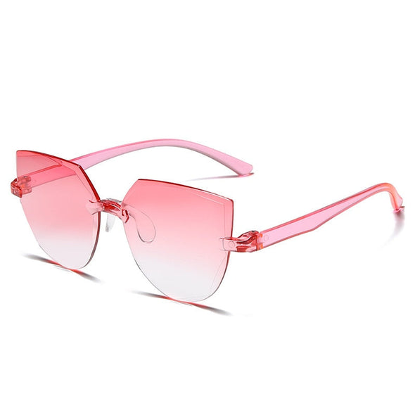 Ladies Cat Ear Sunglasses Frameless Jelly Transparent Sunglasses Retro All-in-one Ocean Piece Candy Color Sunglasses