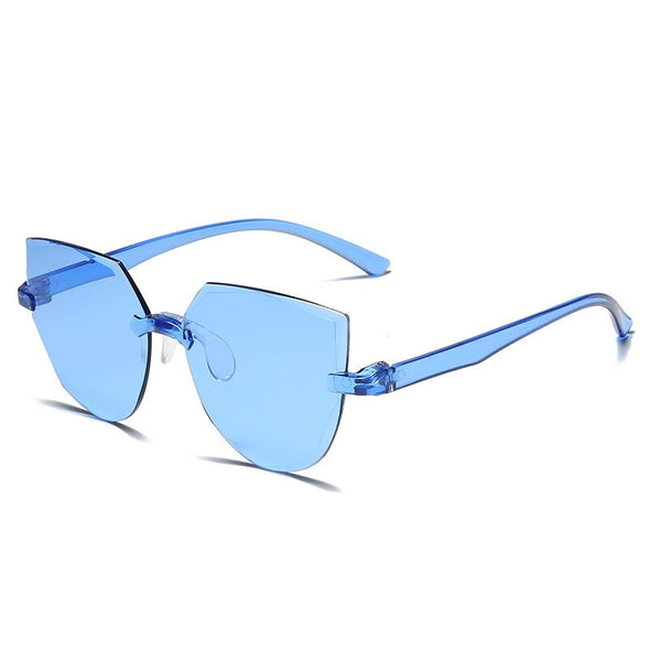 Ladies Cat Ear Sunglasses Frameless Jelly Transparent Sunglasses Retro All-in-one Ocean Piece Candy Color Sunglasses