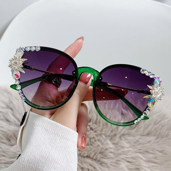 Ladies Sunglasses Women Brand Designer Luxury Oversize Rhinestone Cat Jollynova