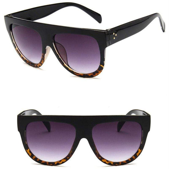 Flat top Oversized Sunglasses Women Retro Big Frames UV400 Sunglasses