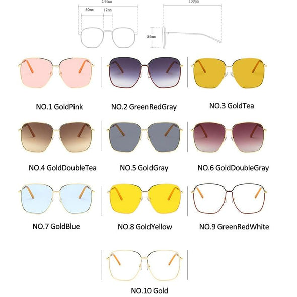 Fashion Metal Women Sunglasses Mirror Classic Large frame Retro Street Beat Glasses Travel Oculos De Sol UV400