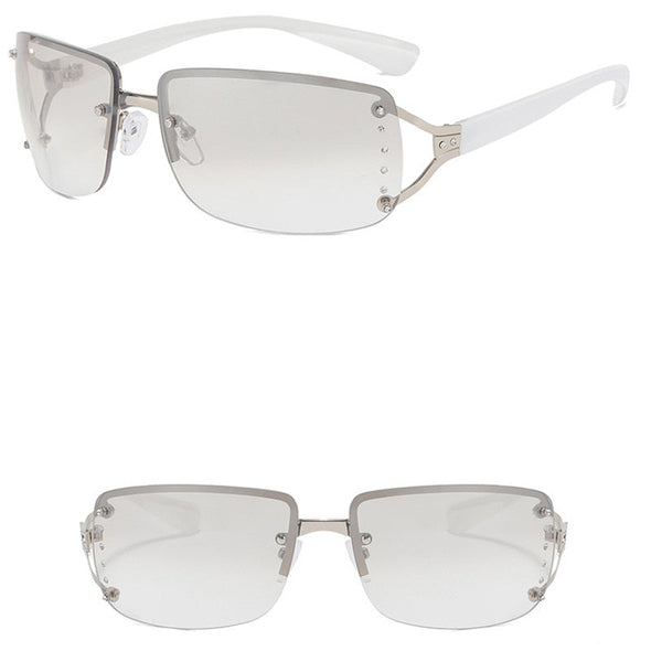 Square Diamond Sunglasses Women Rimless Eyewear Women/Men Rectangle Sunglasses